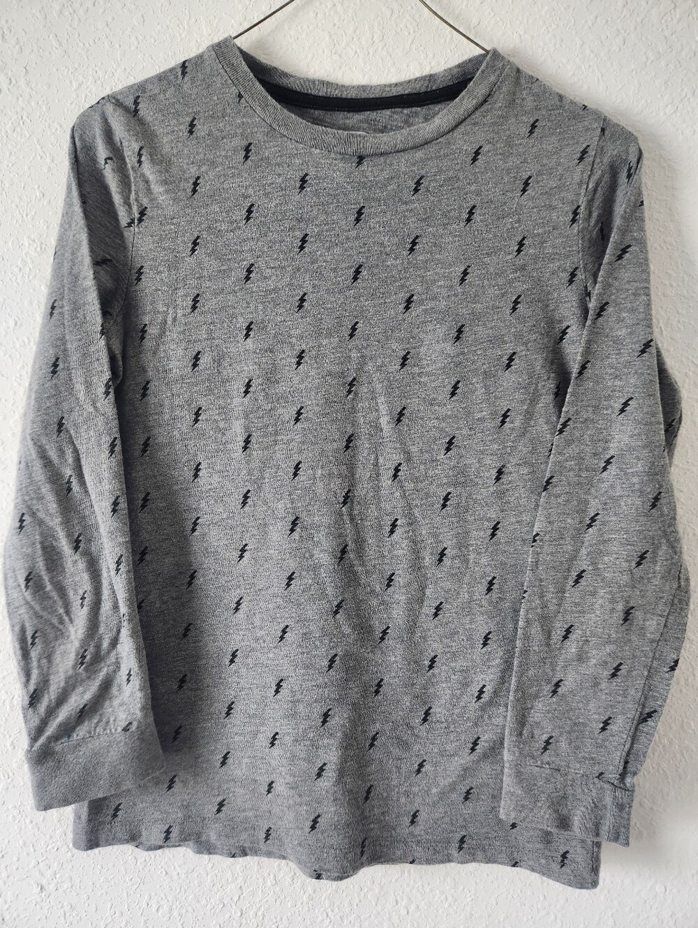 Old Navy Lightning Bolt Grey and Black Crew Neck Long Sleeve Tee